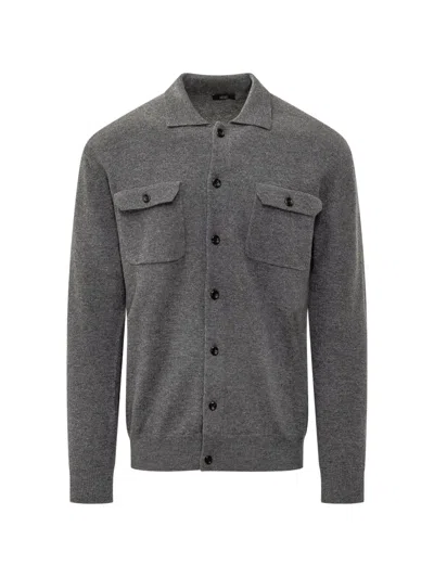 Hōsio Button-up Long-sleeve Cardigan In Grey