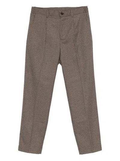 Hōsio Check-pattern Trousers In Brown