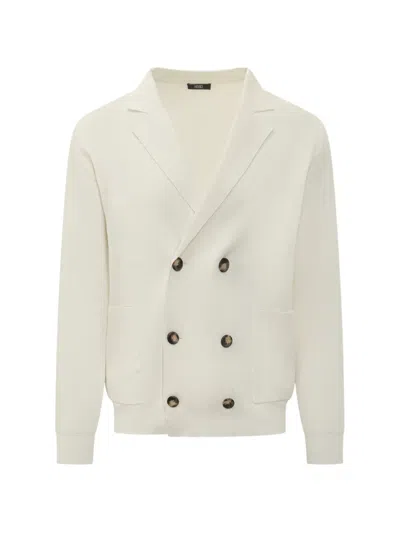 Hōsio Double-breasted Patch-pocket Blazer-style Cardigan In Pink