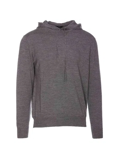Hōsio Drawstring Knit Hoodie In Gray