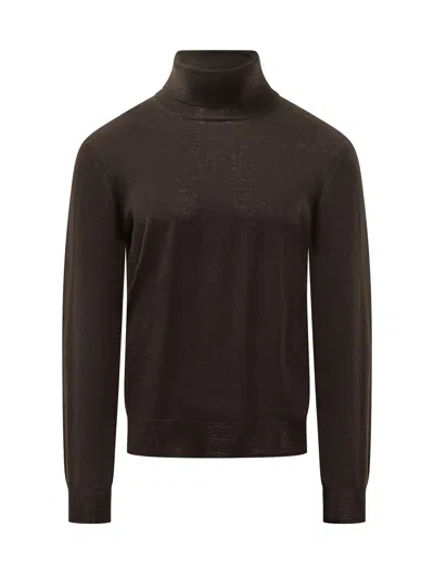Hōsio Hosio Dolcevita 100% Wool Turtleneck Knit In Moro