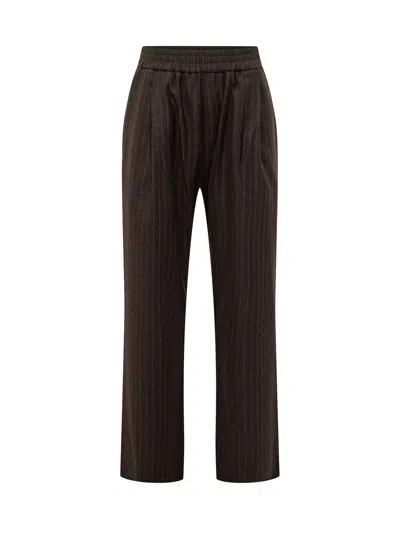 Hōsio Hosio Drawstring Waist Wool-blend Trousers In Moro