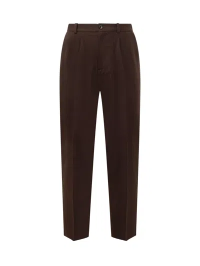 Hōsio Hosio Pleated Long-view Wool-blend Trousers In Moro