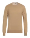 Hōsio Man Sweater Camel Size Xl Merino Wool In Beige