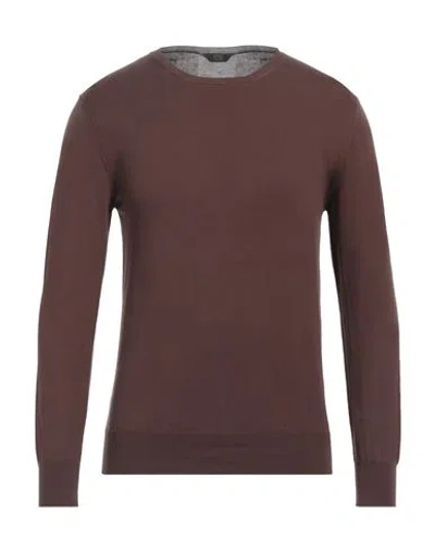 Hōsio Man Sweater Dark Brown Size M Cotton In Metallic