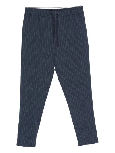 Hōsio Pinstripe-print Drawstring-waist Trousers In Blue