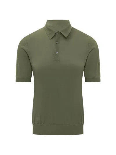 Hōsio Short-sleeve Cotton Polo Shirt In Green