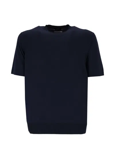 Hōsio Short-sleeve Knitted T-shirt In Blue