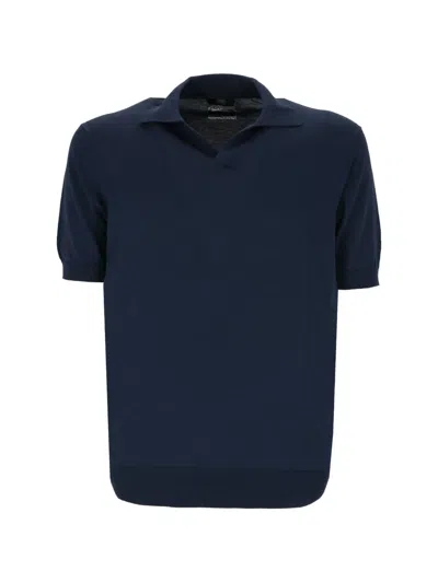 Hōsio Short-sleeved Collared T-shirt In Blue