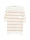 Hōsio Striped Patch-pocket Sweater In White