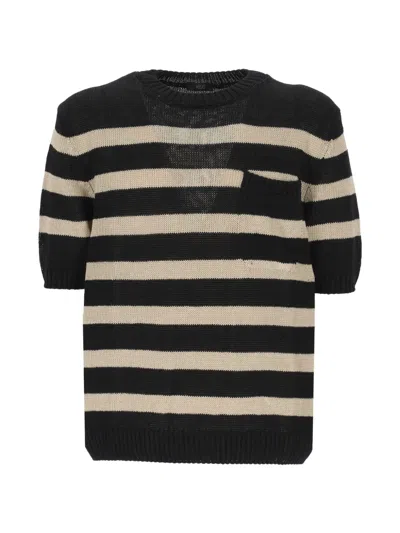 Hōsio Striped Short-sleeve T-shirt In Black