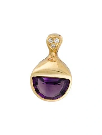 Pre-owned Hstern 18k 2.33ct Amethyst & Diamond Pendant, 0.75" In Multi