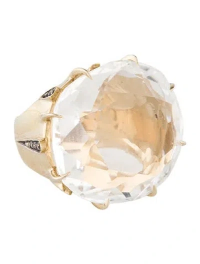 Pre-owned Hstern 18k 30.18ct Quartz & Diamond Moonlight Cocktail Ring In Multi