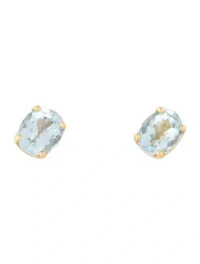Pre-owned Hstern 18k 4.50ctw Aquamarine Stud Earrings In Multicolor