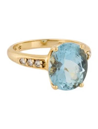 Pre-owned Hstern 18k 4.92ct Aquamarine & Diamond Cocktail Ring In Multicolor