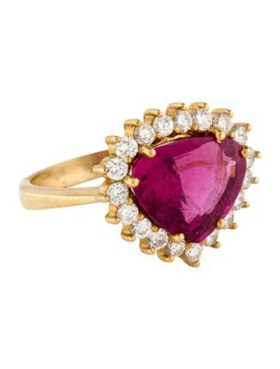 Pre-owned Hstern 18k 5.54ctw Tourmaline & Diamond Cocktail Ring In Multi