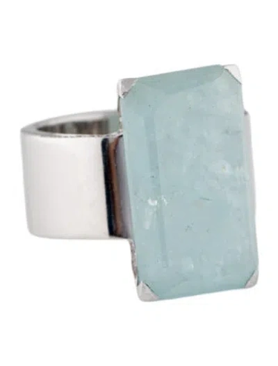 Pre-owned Hstern 18k 8.56ct Aquamarine & Diamond Cocktail Ring In Multicolor