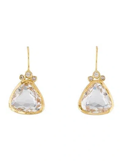 Pre-owned Hstern 18k 9.93ctw Quartz & Diamond Drop Earrings In Multi