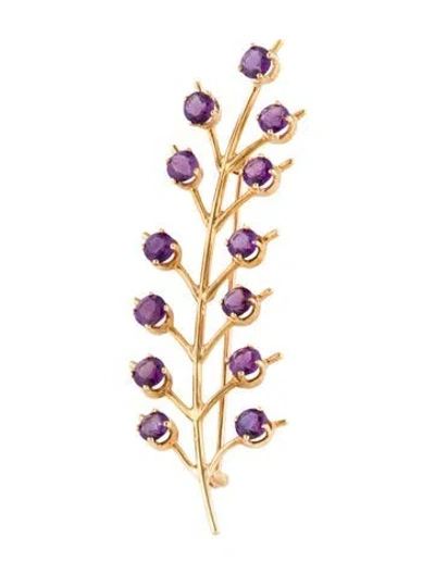 Pre-owned Hstern 18k Amethyst Brooch In Multicolor