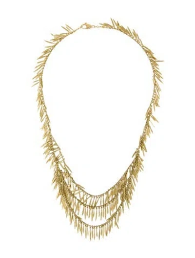 Pre-owned Hstern 18k Diamond- Accented Feather Fringe Necklace, 16" In Multi