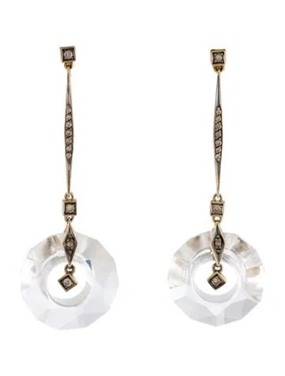 Pre-owned Hstern 18k Diamond & Quartz Moonlight Drop Earrings In Multi