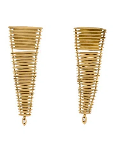 Pre-owned Hstern 18k Diamond Filament Drop Earrings In Multi