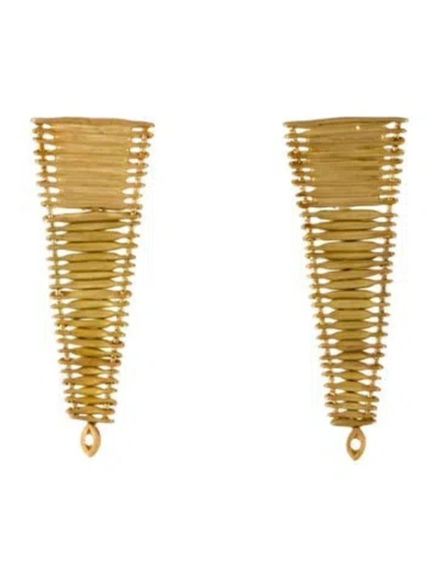 Pre-owned Hstern 18k Diamond Filament Drop Earrings In Multi