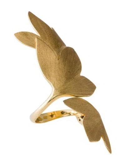 Pre-owned Hstern 18k Diamond Hera Leaf Ring In Multi