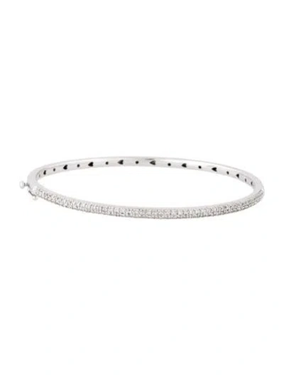 Pre-owned Hstern 18k Diamond Hinge Bangle Bracelet, 7" In Multicolor
