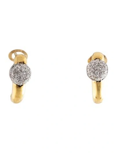 Pre-owned Hstern 18k Diamond Hoop Earrings In Multicolor
