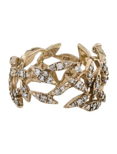 Pre-owned Hstern 18k Diamond Leaf Band In Multi