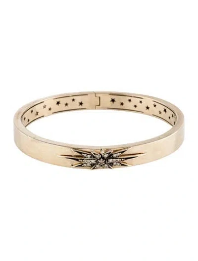Pre-owned Hstern 18k Diamond Star Bangle Bracelet, 6.5" In Multi