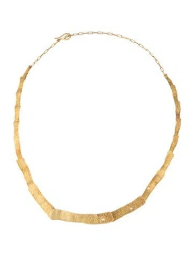 Pre-owned Hstern 18k Diamond Textured Collar Necklace, 19" In Multicolor