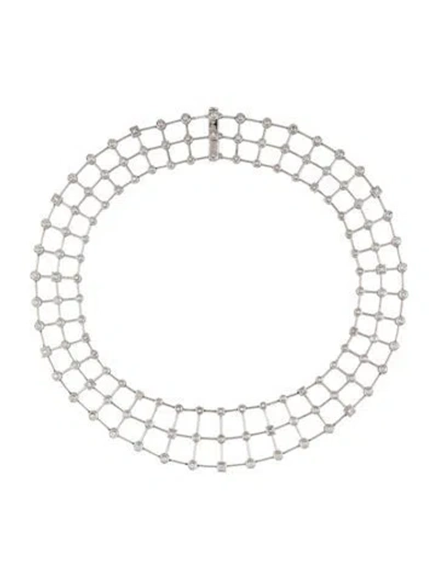 Pre-owned Hstern 18k Diamond Three Row Collar Necklace, 9.5" In Multicolor