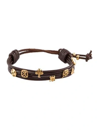 Pre-owned Hstern 18k Leather Purangaw Curaçao Bracelet, 6.75" In Multi