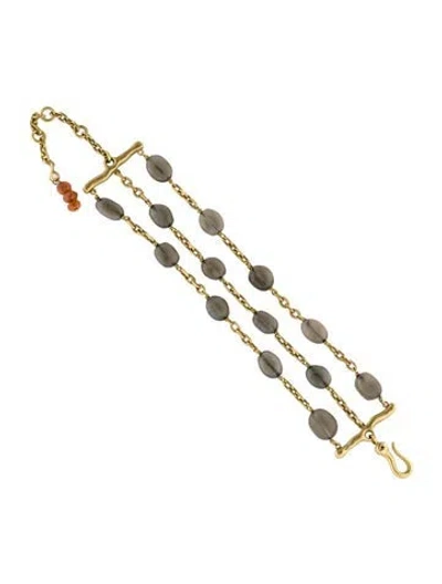 Pre-owned Hstern 18k Moonstone, Sunstone & Diamond Multistrand Bracelet