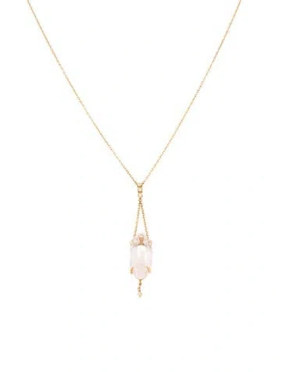 Pre-owned Hstern 18k Morganite & Diamond Pendant Necklace, 16.75" In Multi