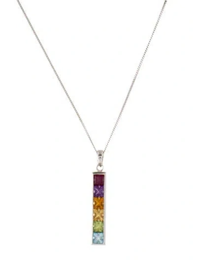 Pre-owned Hstern 18k Multistone & Diamond Pendant Necklace, 16"