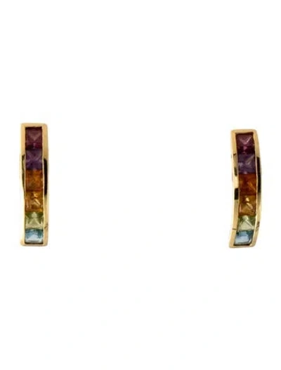 Pre-owned Hstern 18k Multistone Rainbow Earrings In Multicolor