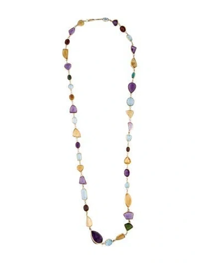 Pre-owned Hstern 18k Multistone Station Necklace, 32" In Multicolor