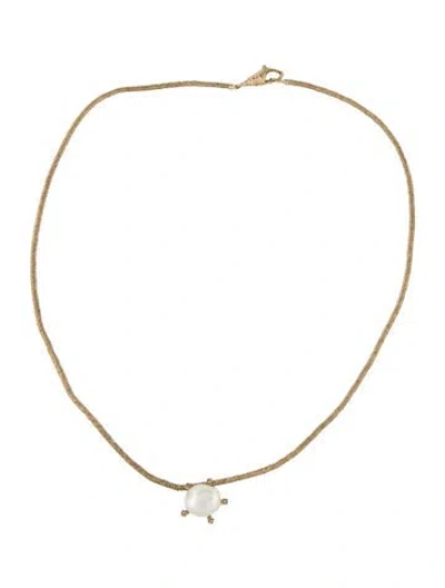 Pre-owned Hstern 18k Pearl & Diamond Pendant Necklace, 16" In Multi