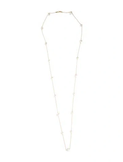 Pre-owned Hstern 18k Pearl & Diamond Station Necklace, 34" In Multi