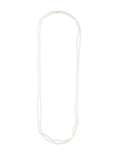 Pre-owned Hstern 18k Pearl Strand Necklace, 79" In Multi