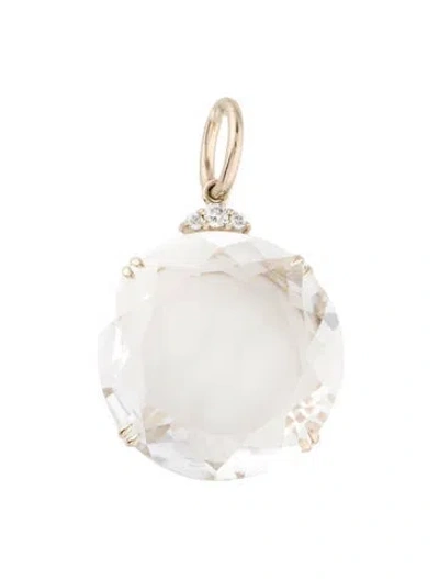 Pre-owned Hstern 18k Quartz & Diamond Cobblestones Charm, 1.5" In Multi