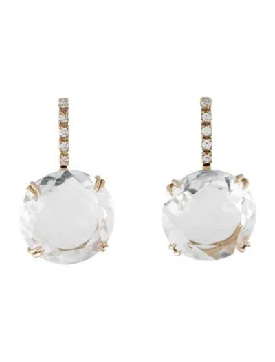 Pre-owned Hstern 18k Quartz & Diamond Cobblestones Earrings In Multicolor