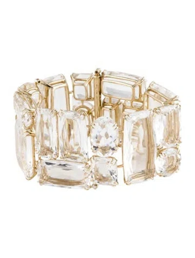 Pre-owned Hstern 18k Quartz & Diamond Cobblestones Link Bracelet, 5.75" In Multi