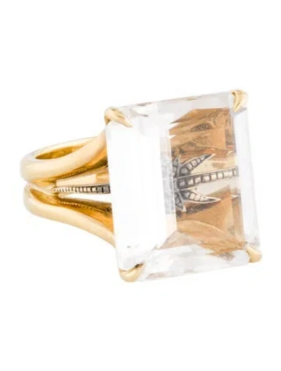 Pre-owned Hstern 18k Quartz & Diamond Cocktail Ring In Multicolor