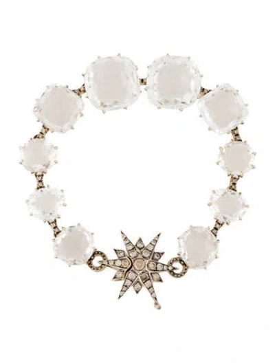 Pre-owned Hstern 18k Quartz & Diamond Moonlight Bracelet, 7" In Multicolor