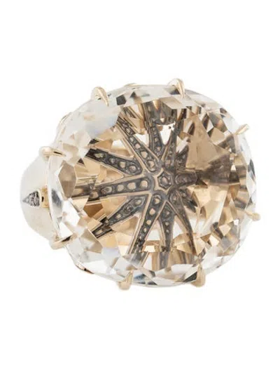 Pre-owned Hstern 18k Quartz & Diamond Moonlight Cocktail Ring In Multicolor