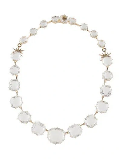 Pre-owned Hstern 18k Quartz & Diamond Moonlight Collar Necklace, 17.25" In Multi